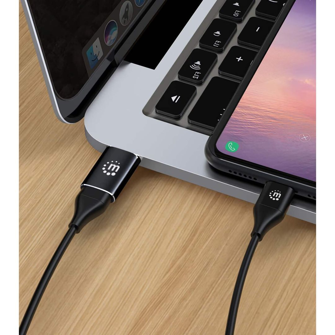 Manhattan USB-A to USB-C Adapter Black