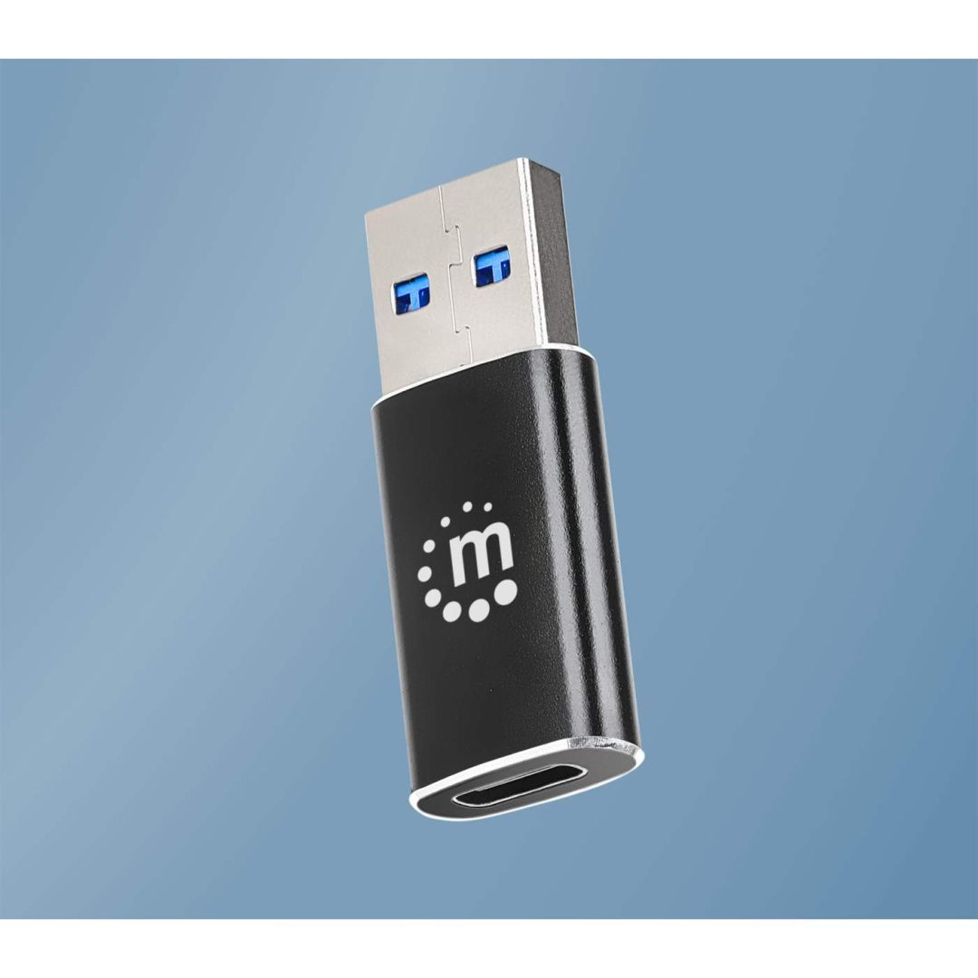 Manhattan USB-A to USB-C Adapter Black