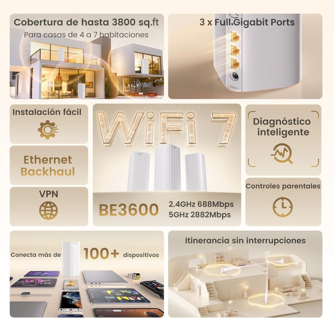 Tenda ME3 Pro BE3600 Whole Home Mesh Wi-Fi7 System (2 Pack)