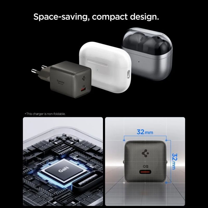 Spigen ArcStation Essential 30W Wall Charger Gunmetal Spigen ArcStation Essential 30W Wall Charger Gunmetal