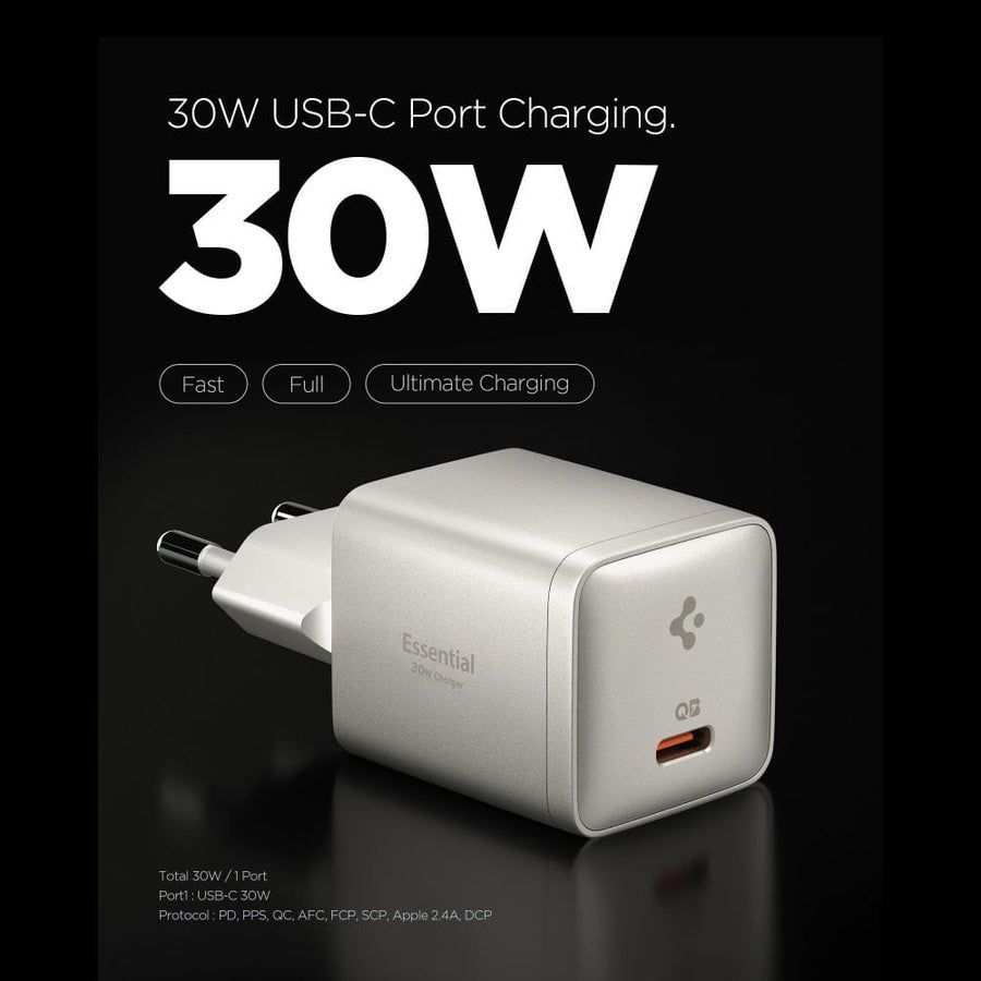 Spigen ArcStation Essential 30W Wall Charger Natural Titanium Spigen ArcStation Essential 30W Wall Charger Natural Titanium