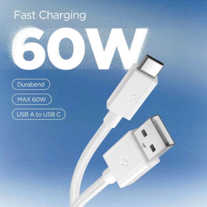 Spigen Essential USB-A to USB-C 60W Fabric Cable 1,5m White Spigen Essential USB-A to USB-C 60W Fabric Cable 1,5m White