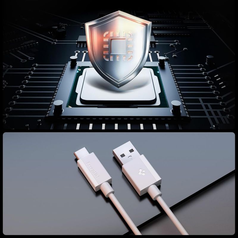 Spigen Essential USB-A to USB-C 60W Fabric Cable 1,5m White Spigen Essential USB-A to USB-C 60W Fabric Cable 1,5m White