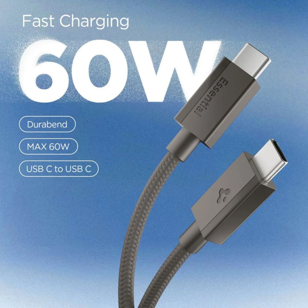 Spigen Essential USB-C to USB-C 60W Cable 1,5m Gunmetal Spigen Essential USB-C to USB-C 60W Cable 1,5m Gunmetal