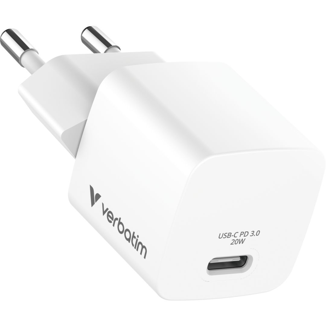 Verbatim Mini GaN Charger 20W with Cable 1m White Verbatim Mini GaN Charger 20W with Cable 1m White