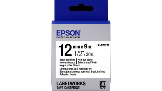 Epson LK-4WBW címkeszalag (12mm) Black on White - 9m