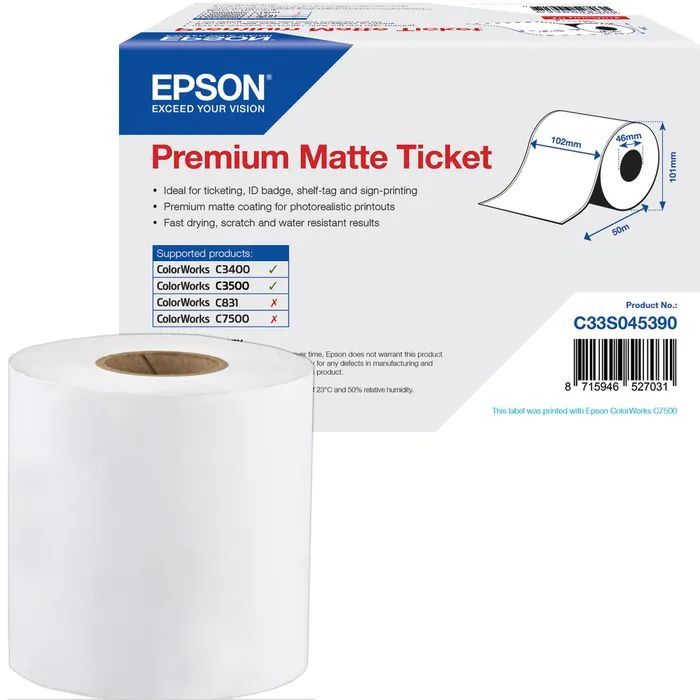 Epson S045390 Premium Matt címkeszalag 102mm x 50mm
