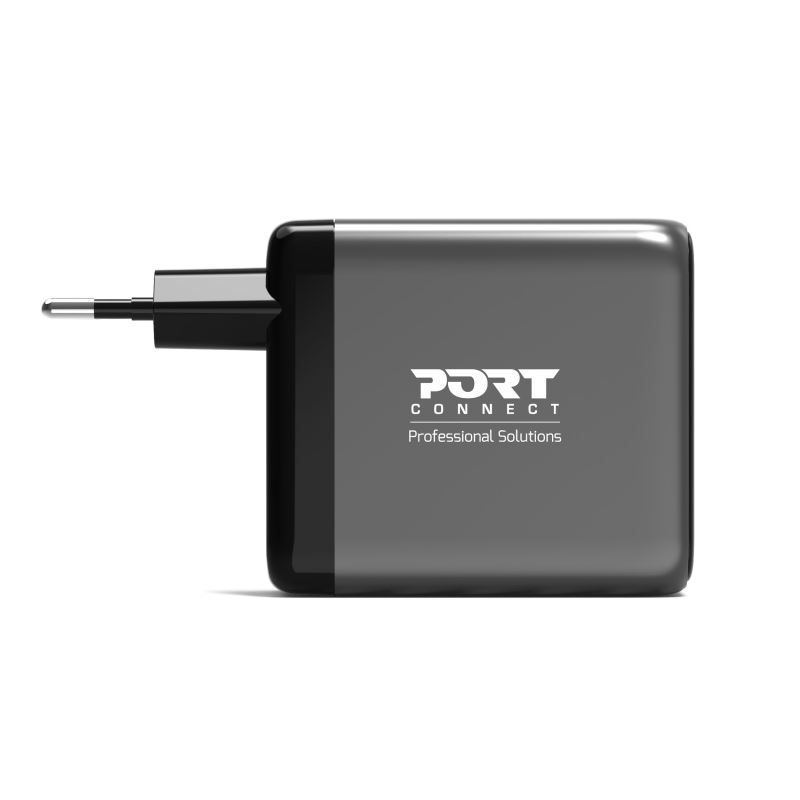 Port Designs GaN2 PD 100W Wall Charger with 70cm USB-C cable Black Port Designs GaN2 PD 100W Wall Charger with 70cm USB-C cable Black
