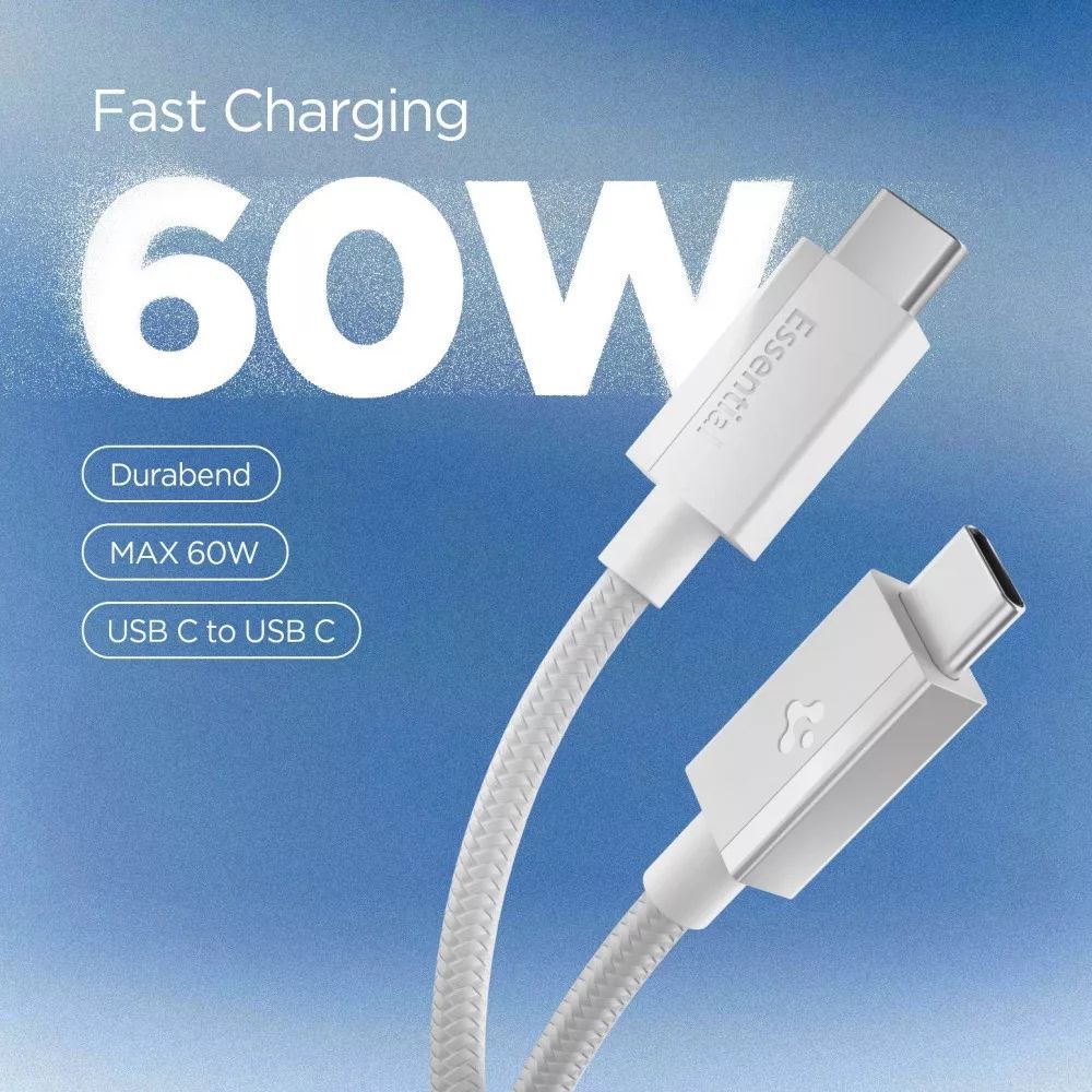 Spigen Essential USB-C to USB-C 60W Fabric Cable 1,5m White Spigen Essential USB-C to USB-C 60W Fabric Cable 1,5m White