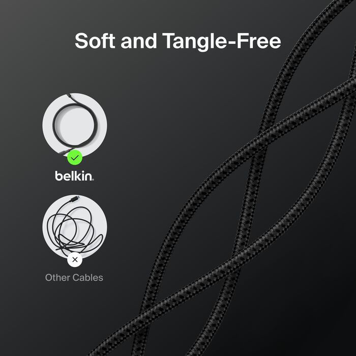 Belkin Braided USB-A to USB-C Cable 15W 2m Black Belkin Braided USB-A to USB-C Cable 15W 2m Black