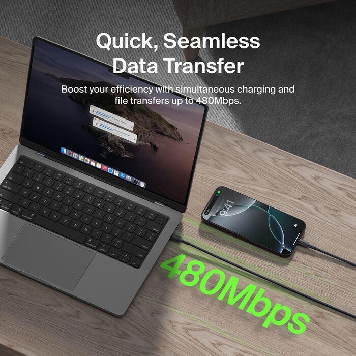 Belkin Braided USB-A to USB-C Cable 15W 2m Black Belkin Braided USB-A to USB-C Cable 15W 2m Black