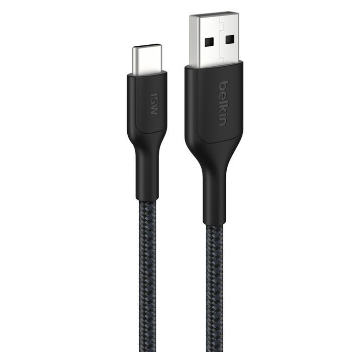 Belkin Braided USB-A to USB-C Cable 15W 2m Black Belkin Braided USB-A to USB-C Cable 15W 2m Black