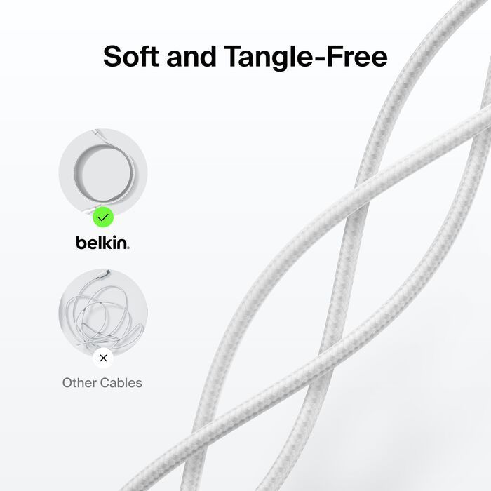 Belkin Braided USB-A to USB-C Cable 15W 2m White Belkin Braided USB-A to USB-C Cable 15W 2m White