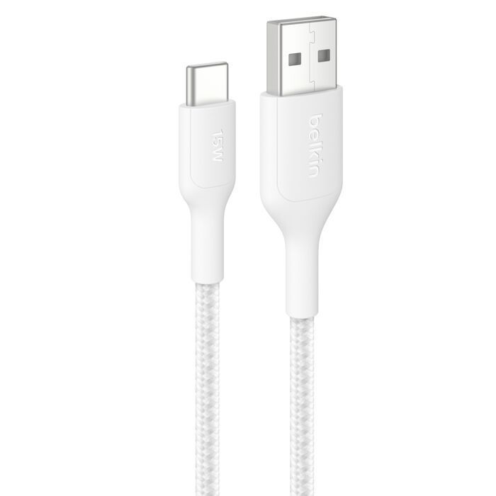 Belkin Braided USB-A to USB-C Cable 15W 2m White Belkin Braided USB-A to USB-C Cable 15W 2m White