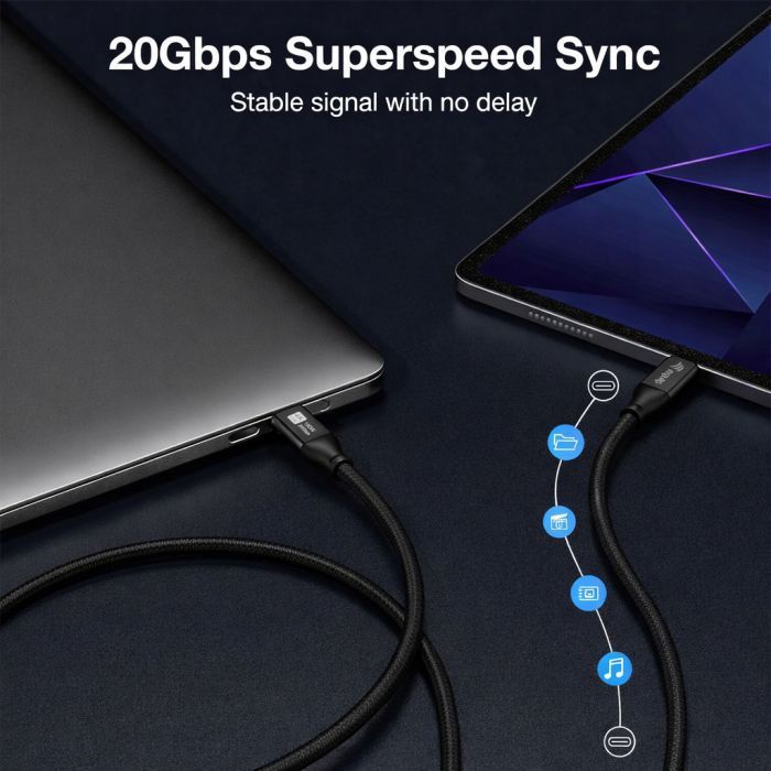 EQuip 2 in 1 USB-C to C + HDMI Cable 4K/60Hz 1m Black EQuip 2 in 1 USB-C to C + HDMI Cable 4K/60Hz 1m Black