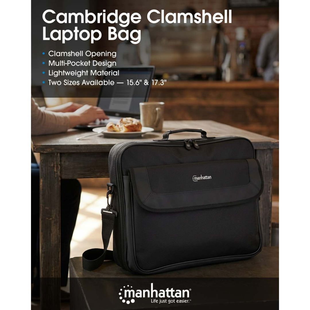 Manhattan Cambridge Clamshell Laptop Bag 17,3" Black