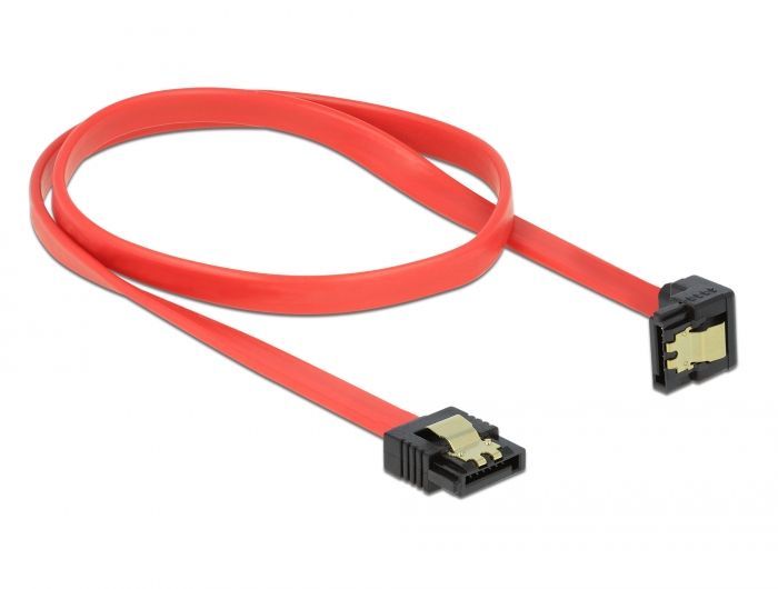 DeLock SATA 6 Gb/s Cable straight to downwards angled 50cm Red DeLock SATA 6 Gb/s Cable straight to downwards angled 50cm Red