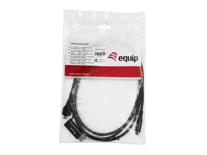 EQuip 2 in 1 USB-C to C + HDMI Cable 4K/60Hz 2m Black EQuip 2 in 1 USB-C to C + HDMI Cable 4K/60Hz 2m Black