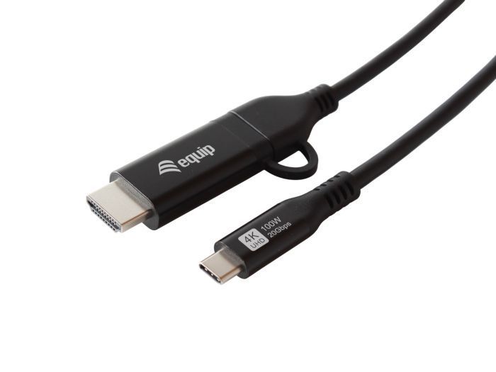 EQuip 2 in 1 USB-C to C + HDMI Cable 4K/60Hz 3m Black EQuip 2 in 1 USB-C to C + HDMI Cable 4K/60Hz 3m Black