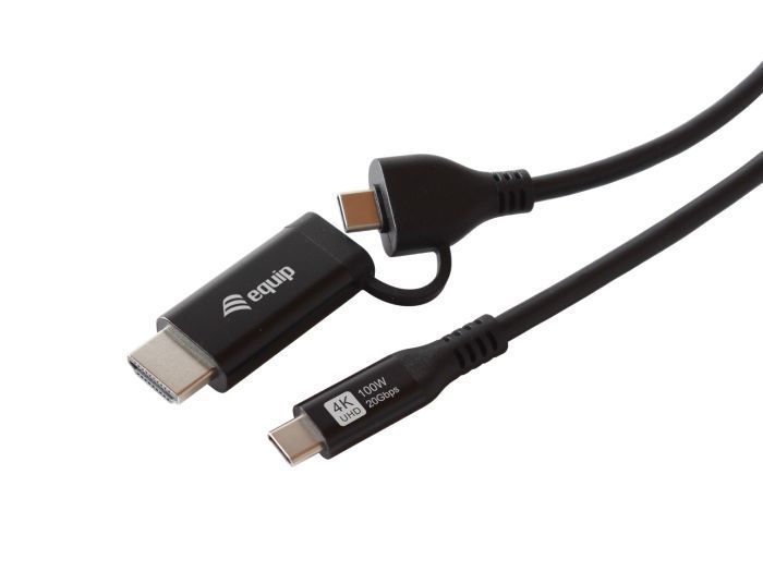 EQuip 2 in 1 USB-C to C + HDMI Cable 4K/60Hz 3m Black EQuip 2 in 1 USB-C to C + HDMI Cable 4K/60Hz 3m Black