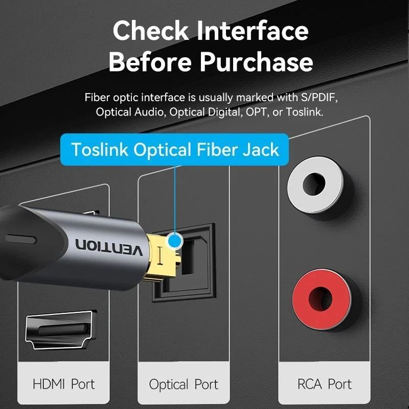 Vention Toslink optical audio cable 2m Black Vention Toslink optical audio cable 2m Black