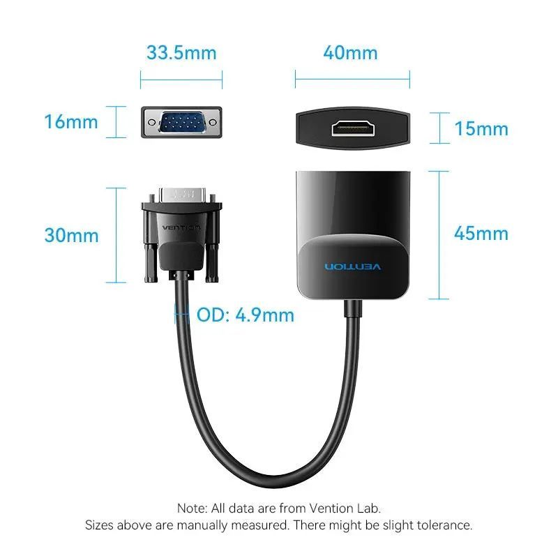 Vention VGA to HDMI adapter Black Vention VGA to HDMI adapter Black