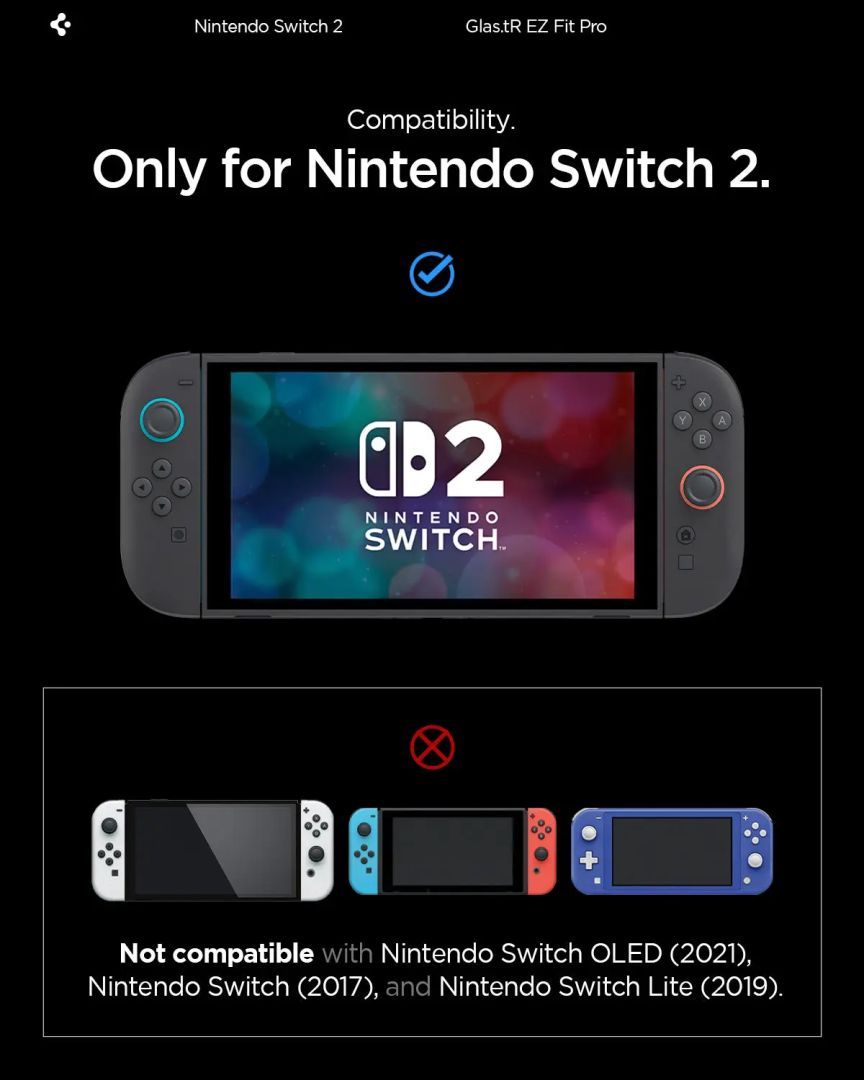 Spigen Glass tR EZ Fit Pro for Nintendo Switch 2- 2 Pack