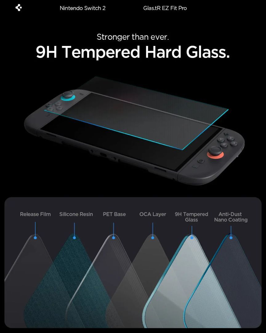 Spigen Glass tR EZ Fit Pro for Nintendo Switch 2- 2 Pack