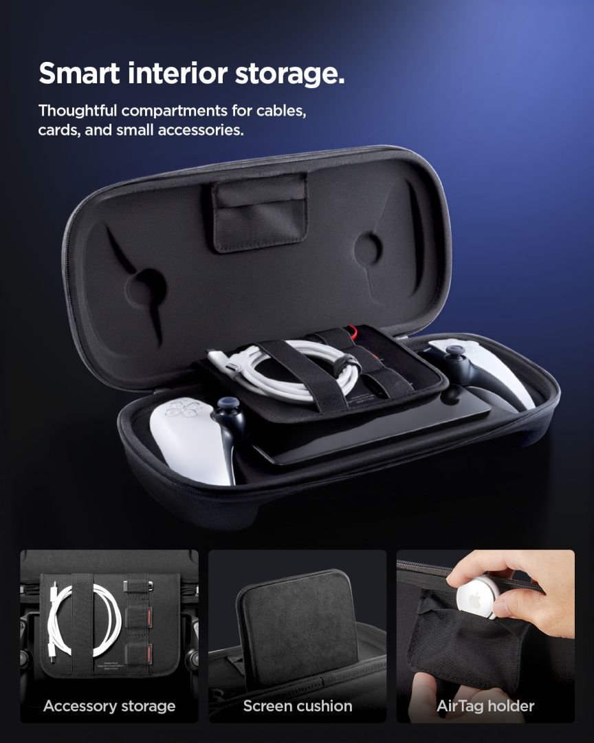 Spigen Klasden Pouch Carrying Case for Sony PlayStation Portal Charcoal Gray Spigen Klasden Pouch Carrying Case for Sony PlayStation Portal Charcoal Gray