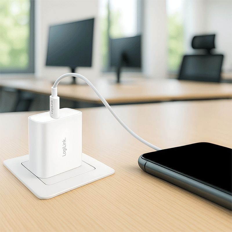 Logilink USB-C charger 65W GaN 1-port 1xUSB-C (PD/QC) White Logilink USB-C charger 65W GaN 1-port 1xUSB-C (PD/QC) White