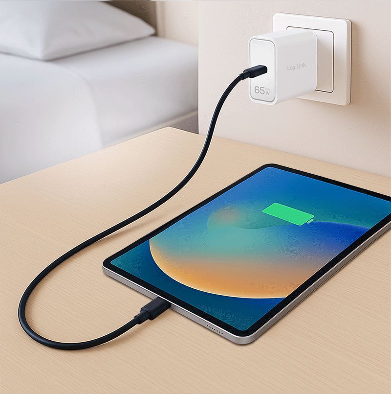 Logilink USB-C charger 65W GaN 1-port 1xUSB-C (PD/QC) White Logilink USB-C charger 65W GaN 1-port 1xUSB-C (PD/QC) White