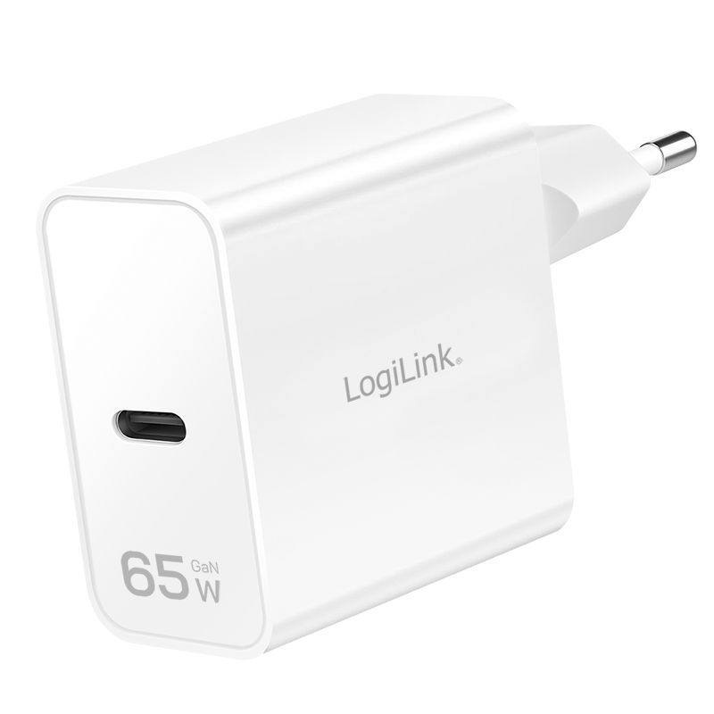 Logilink USB-C charger 65W GaN 1-port 1xUSB-C (PD/QC) White Logilink USB-C charger 65W GaN 1-port 1xUSB-C (PD/QC) White