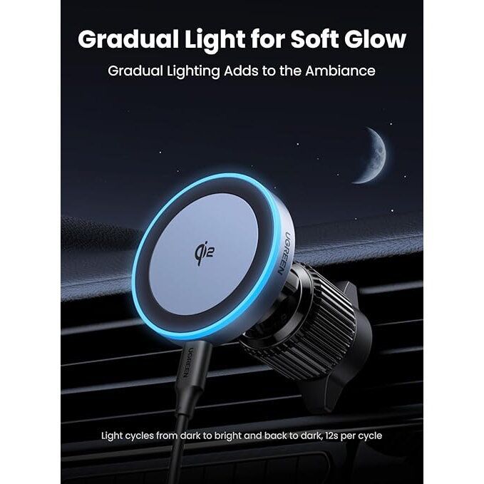 UGREEN Magnetic Wireless Car Charger Qi2 15W Air Vent Mountable Gray UGREEN Magnetic Wireless Car Charger Qi2 15W Air Vent Mountable Gray