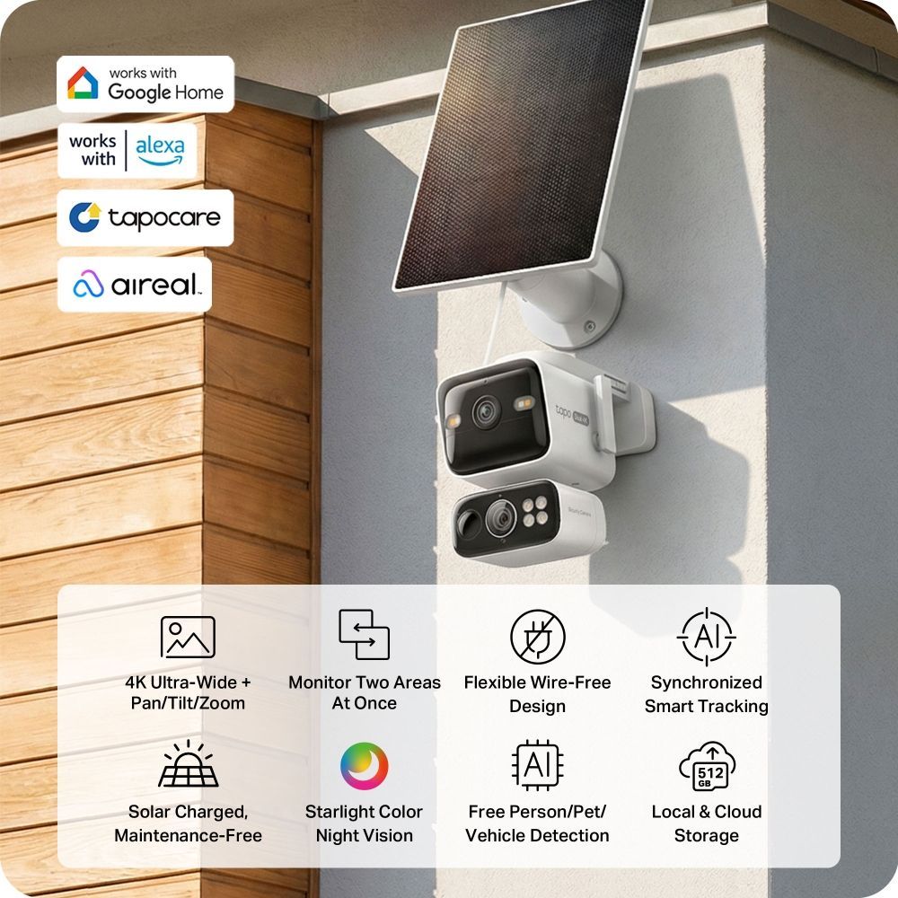 TP-Link Tapo C675D Solar-Powered Dual-Lens Pan/Tilt Security Camera Kit