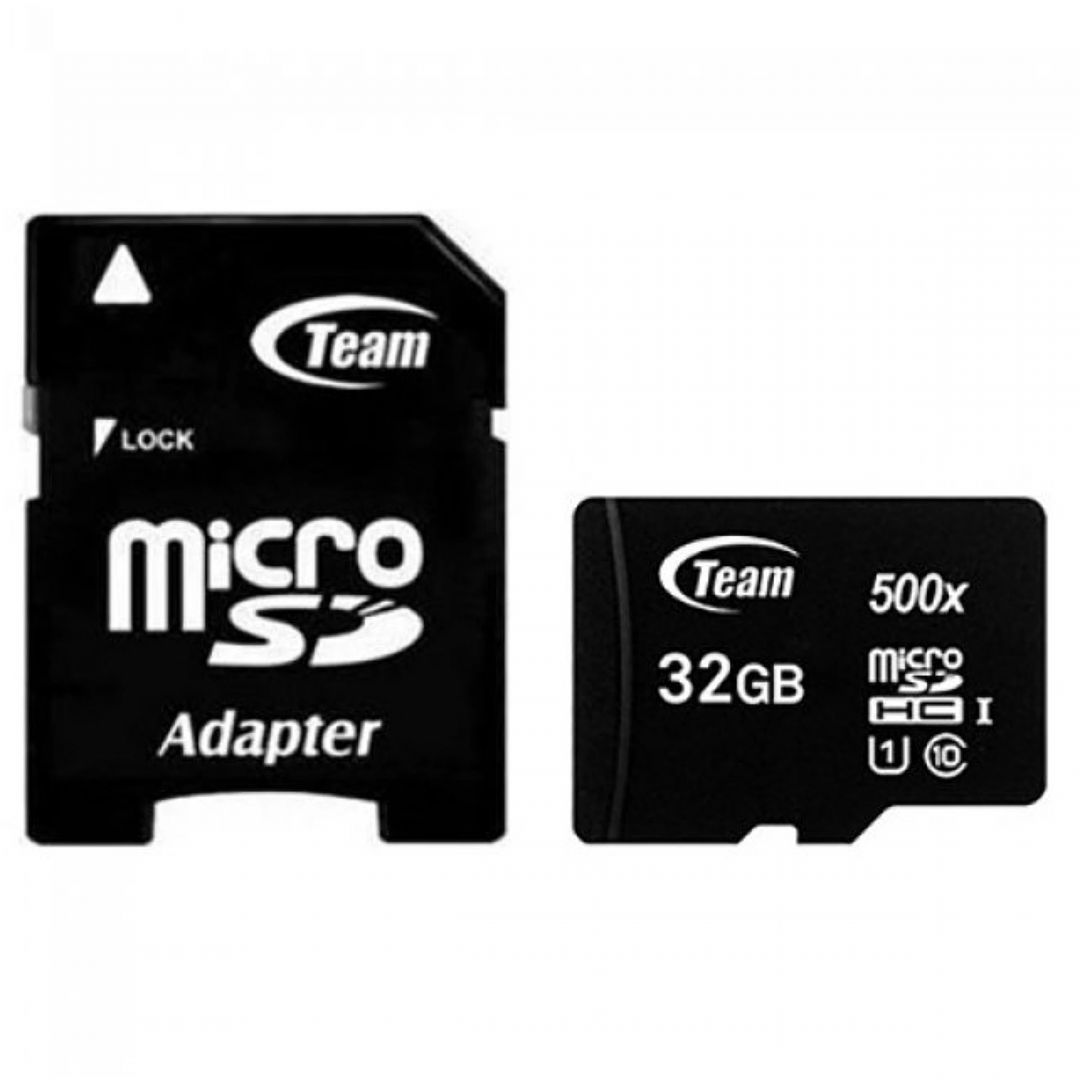 TeamGroup 32GB microSDHC Class10 UHS-I Black + adapterrel TeamGroup 32GB microSDHC Class10 UHS-I Black + adapterrel