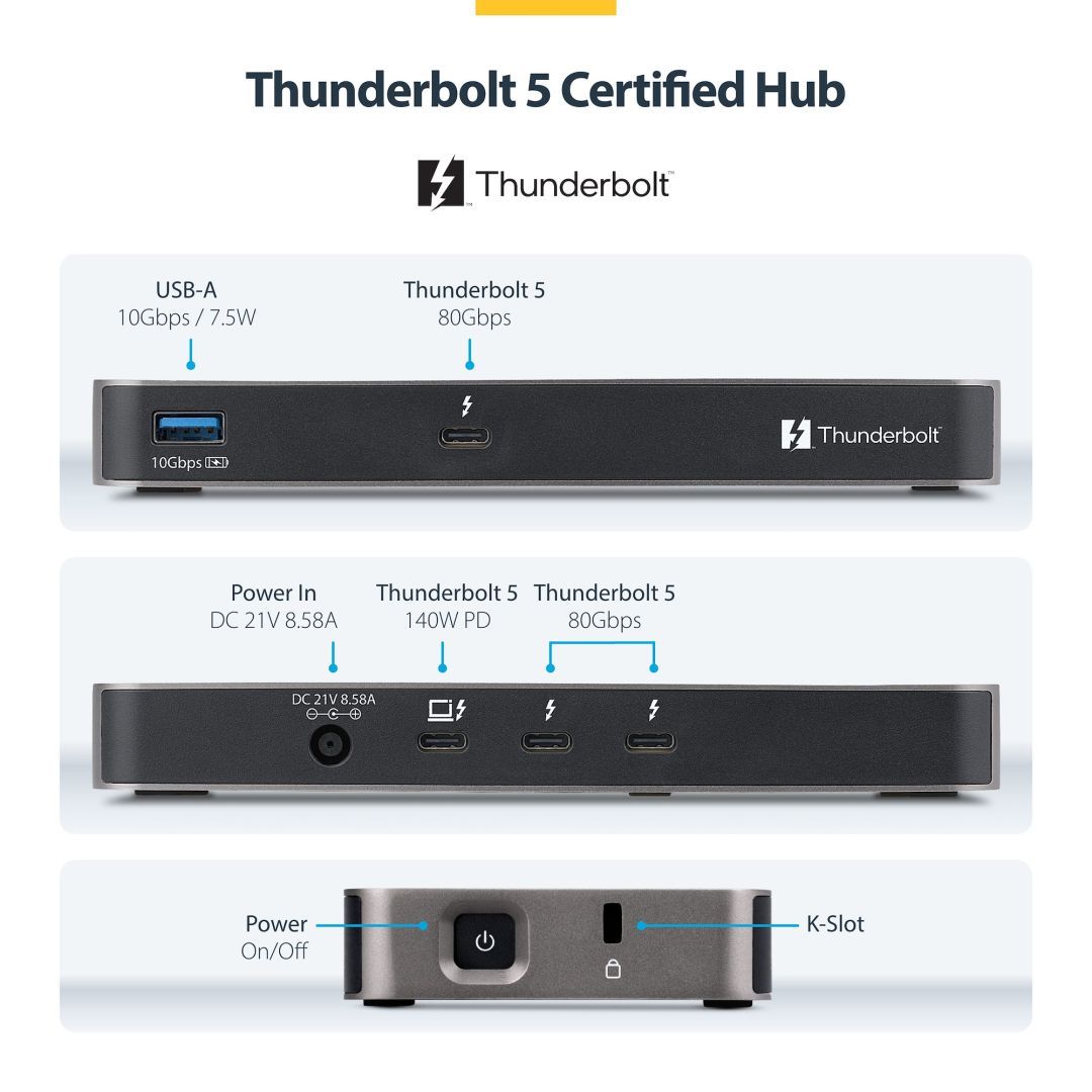 Startech 4-Port Thunderbolt 5 Hub Black Startech 4-Port Thunderbolt 5 Hub Black