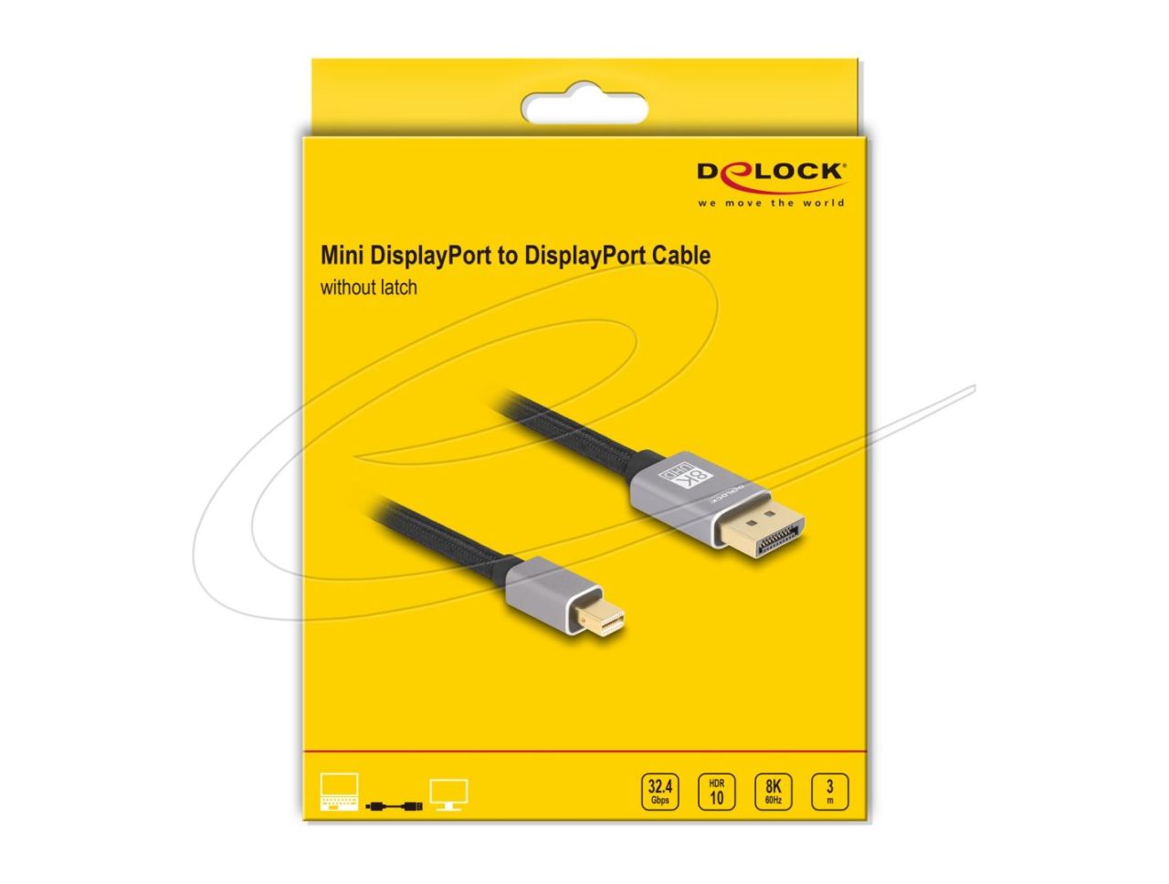 DeLock miniDisplayPort to DisplayPort 8K cable 3m Grey