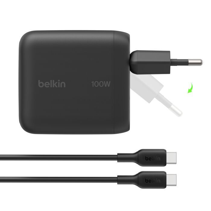 Belkin BoostCharge USB-C GaN-Wall Charger (100 W) + USB-C cable Black Belkin BoostCharge USB-C GaN-Wall Charger (100 W) + USB-C cable Black