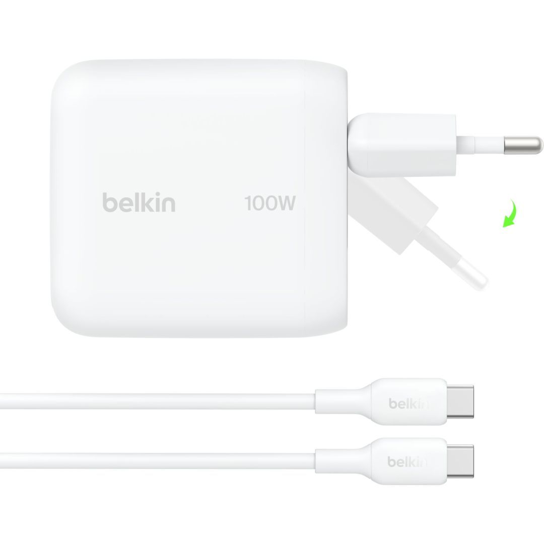 Belkin BoostCharge USB-C GaN-Wall Charger (100 W) + USB-C cable White Belkin BoostCharge USB-C GaN-Wall Charger (100 W) + USB-C cable White