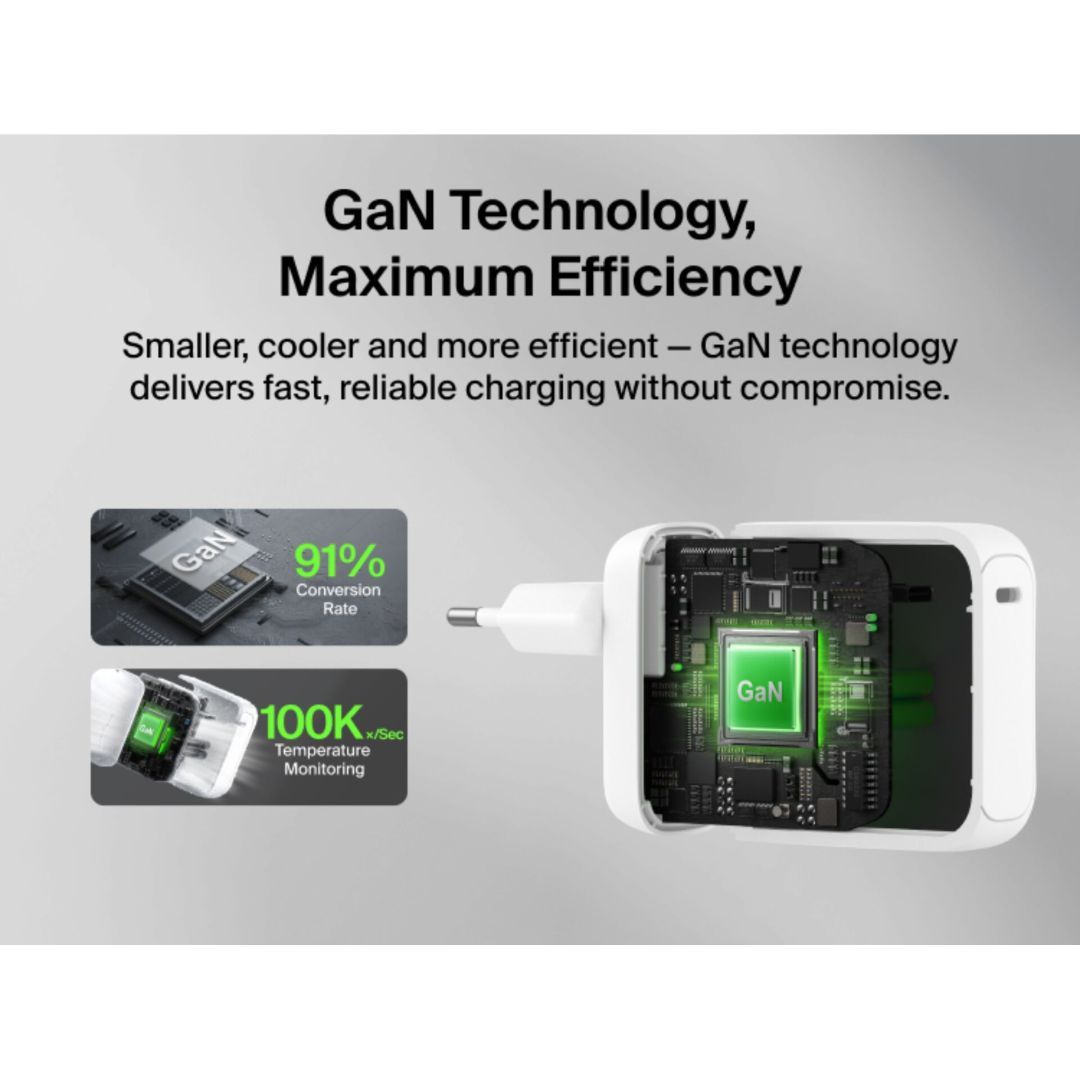 Belkin BoostCharge USB-C GaN-Wall Charger (100 W) + USB-C cable White Belkin BoostCharge USB-C GaN-Wall Charger (100 W) + USB-C cable White