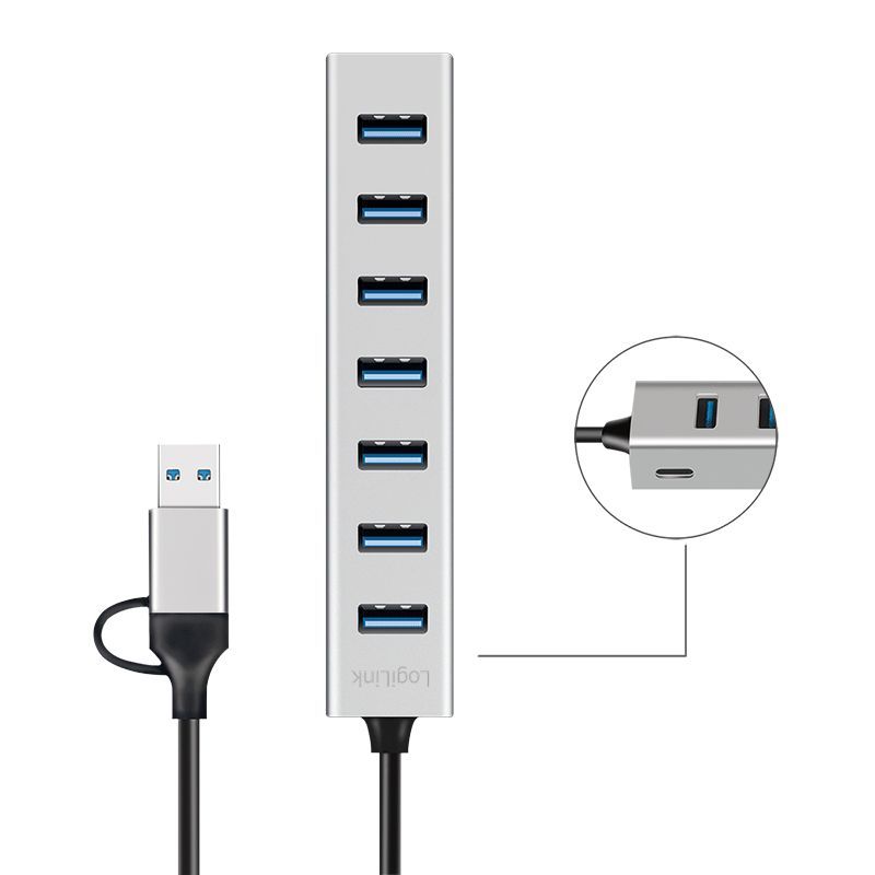 Logilink 7-portos USB3.2 HUB Aluminium Logilink 7-portos USB3.2 HUB Aluminium