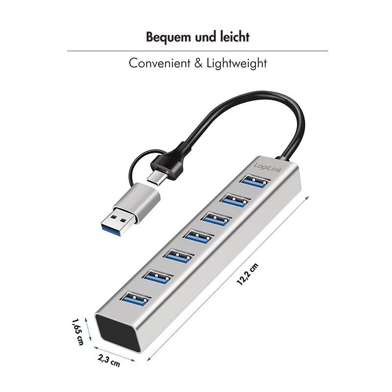 Logilink 7-portos USB3.2 HUB Aluminium Logilink 7-portos USB3.2 HUB Aluminium