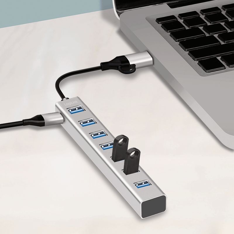 Logilink 7-portos USB3.2 HUB Aluminium Logilink 7-portos USB3.2 HUB Aluminium