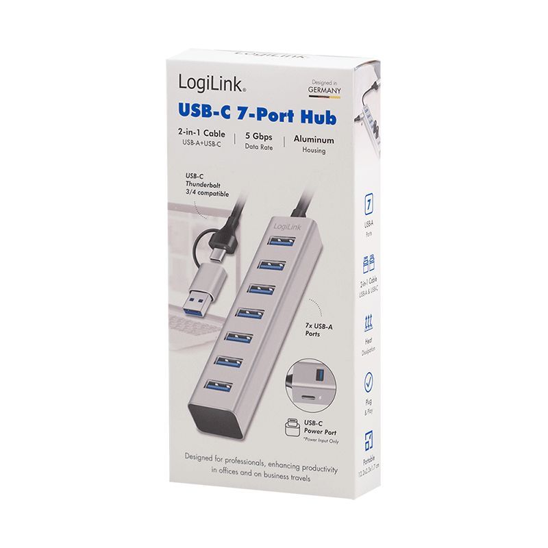 Logilink 7-portos USB3.2 HUB Aluminium Logilink 7-portos USB3.2 HUB Aluminium
