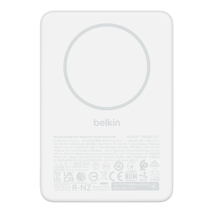 Belkin Slim Magnetic 10000mAh PowerBank White Belkin Slim Magnetic 10000mAh PowerBank White