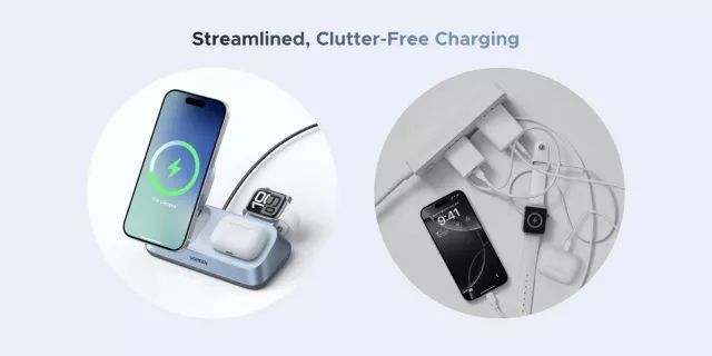 UGREEN MagFlow 3-in-1 Magnetic Wireless Charger Qi2.2, 25W MagSafe Compatible Blue UGREEN MagFlow 3-in-1 Magnetic Wireless Charger Qi2.2, 25W MagSafe Compatible Blue