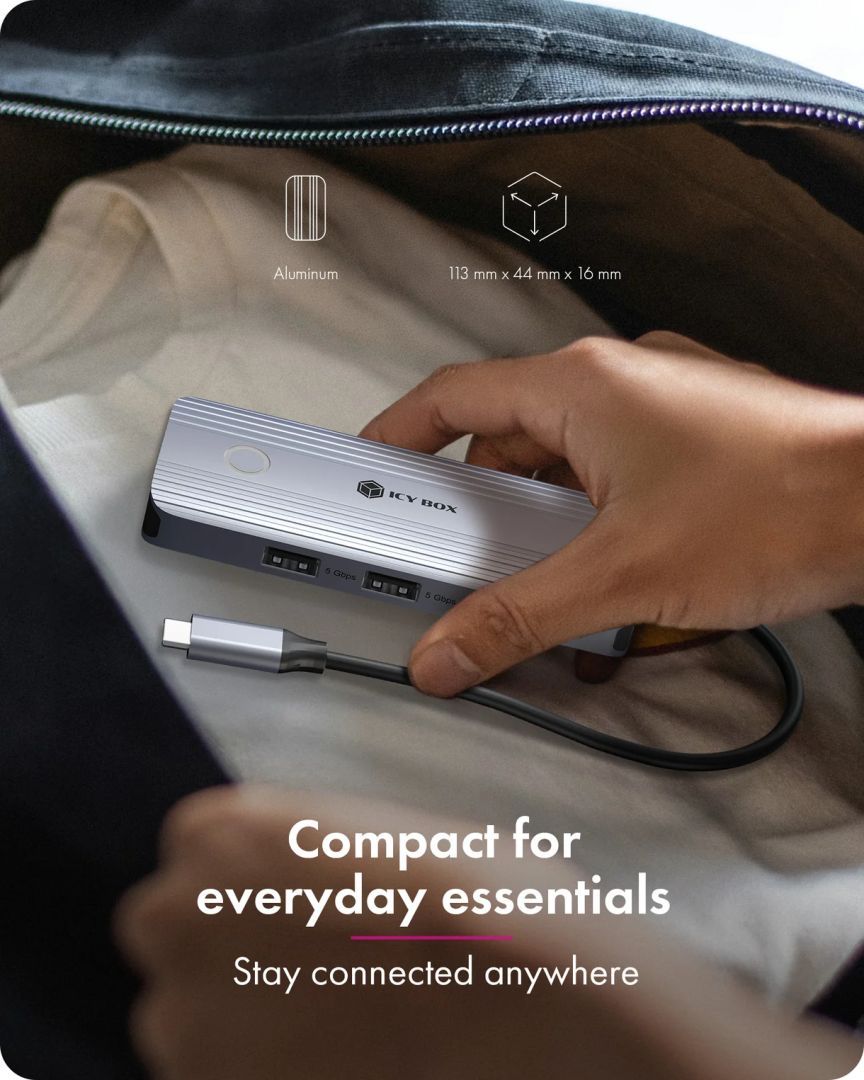 Raidsonic IcyBox 5-in-1 Travel DockingStation with off-screen button Raidsonic IcyBox 5-in-1 Travel DockingStation with off-screen button