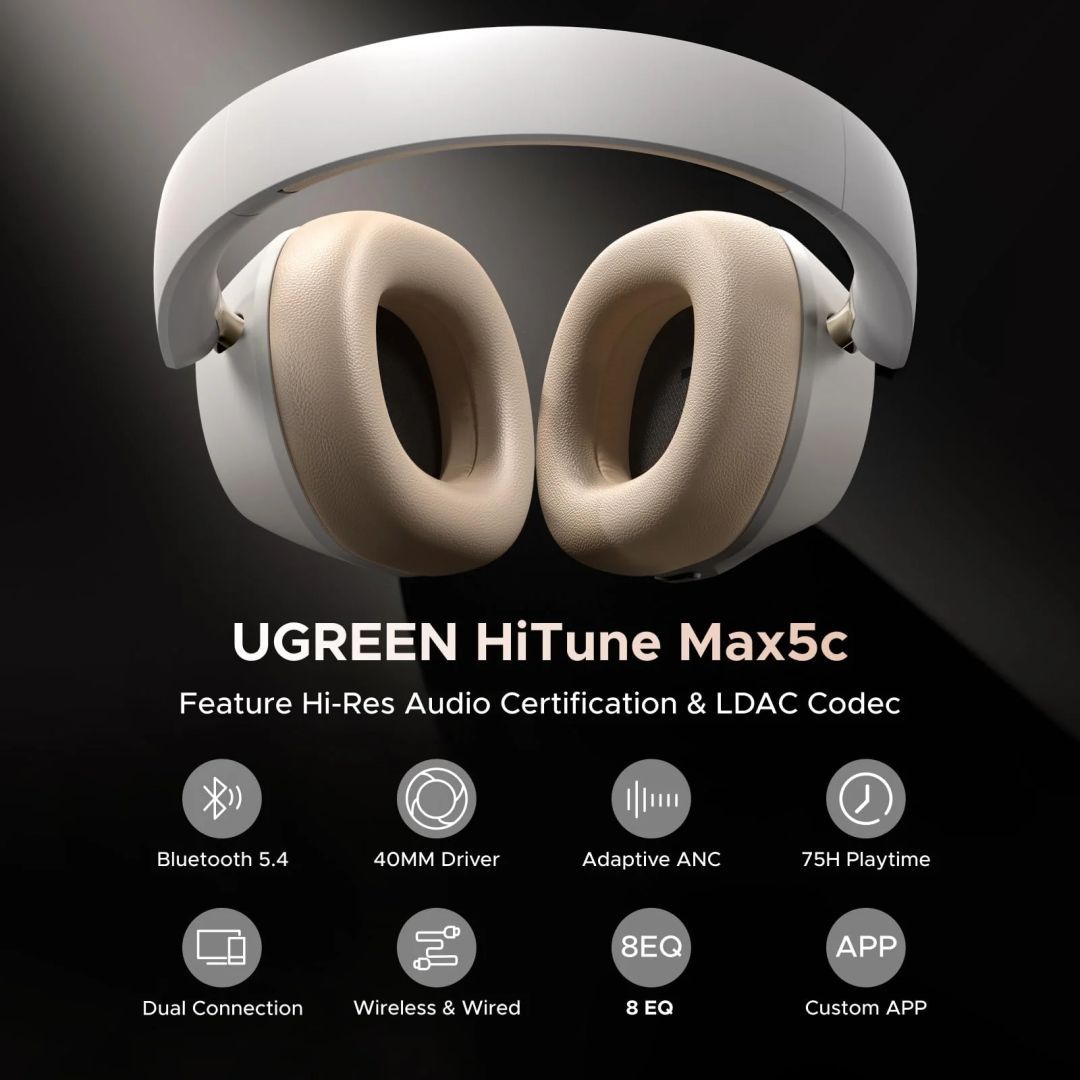 UGREEN HiTune Max 5C Hybrid ANC Bluetooth Headset White UGREEN HiTune Max 5C Hybrid ANC Bluetooth Headset White