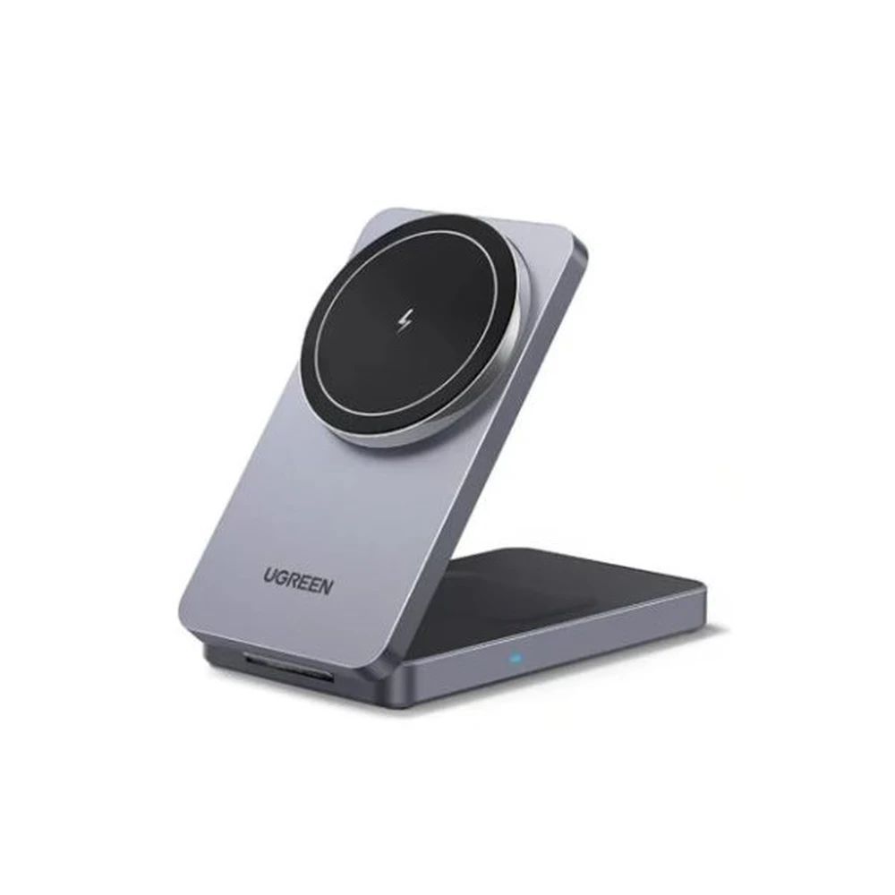 UGREEN MagFlow 2-in-1 MagSafe Compatible Foldable Wireless Charger Stand Grey
