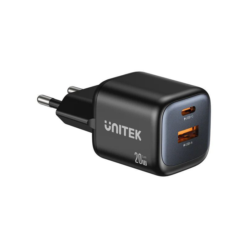 Unitek Zeno 20W Dual-Port Gan Wall Charger EU Black